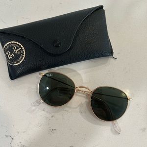 Authentic circular Ray Bans with green lens